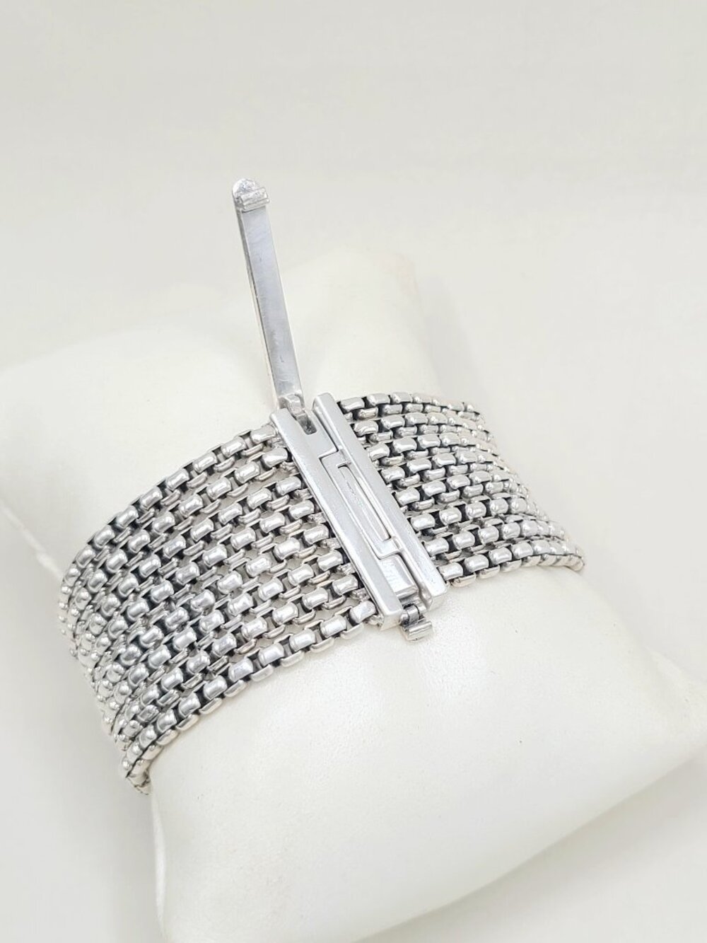 David Yurman Wide Diamond X Pave Box Chain Bracelet - Size Medium - RARE - Picture 10 of 13